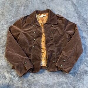Coast to Coast Y2K Brown Corduroy Jacket Floral Lining Womens L Vintage Style